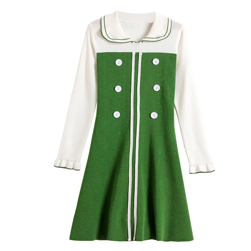 Коллекция 2019 года Осеннее шифоновое сшитое платье с фальш двумя закрытыми