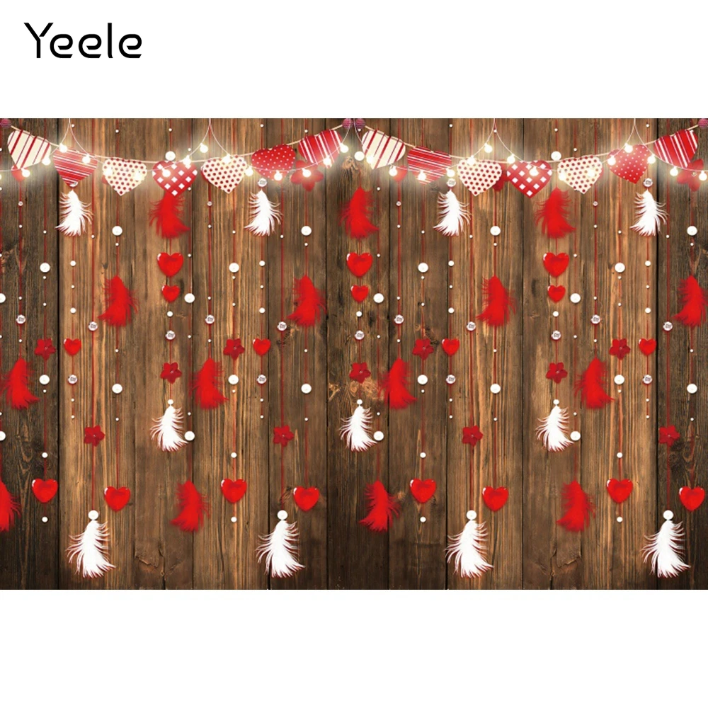 

Valentine's Day Party Decor Backdrop Wood Board Red Feather Baby Lover Portrait Background Photography Photo Studio Banner Props
