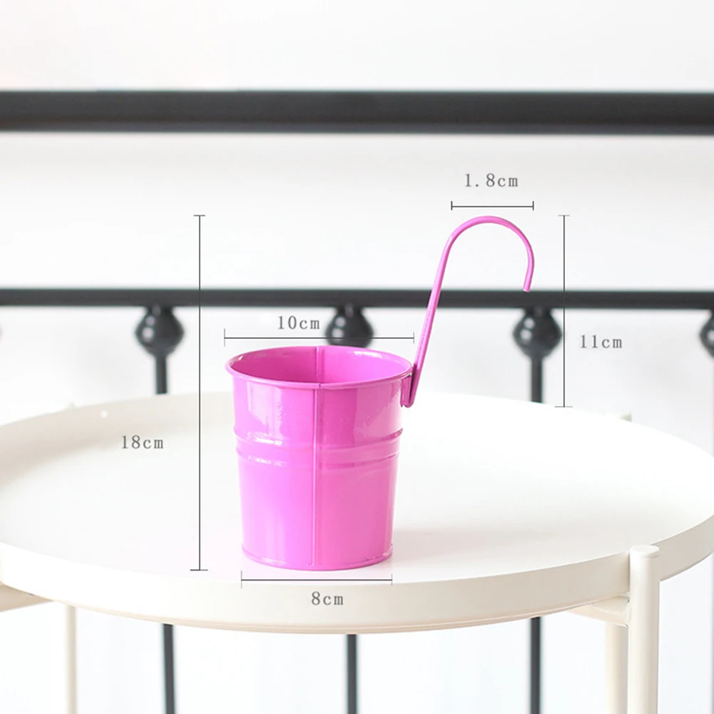 

10pcs Metal Multi Color Wall Mounted Hook Flower Pot Garden Balcony Plant Holder Detachable Hanging Iron Planter Bucket