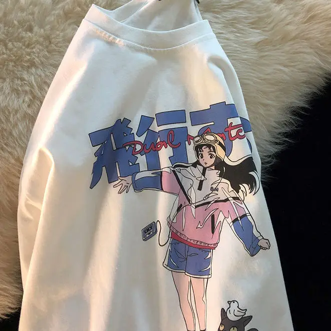 

Gothic Punk Street Beer Print Autumn Long Sleeve T Shirt Women Tops Cute Cartoon Print Oversized Tshirt Harajuku Hip Hop Tees