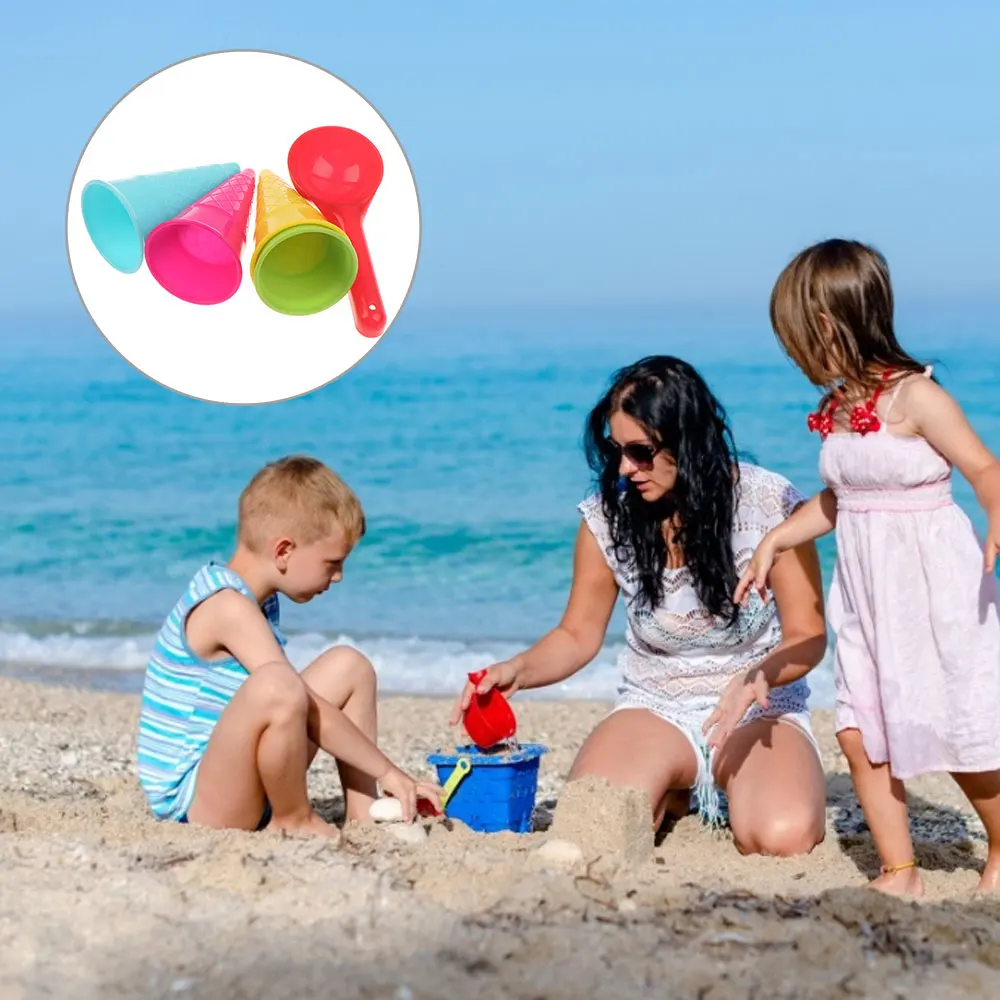 

5 Pcs/lot Cute Ice Cream Cone Scoop Sets Beach Toys Sand Toy For Kids Children Educational Montessori Summer Play Set Game Gift