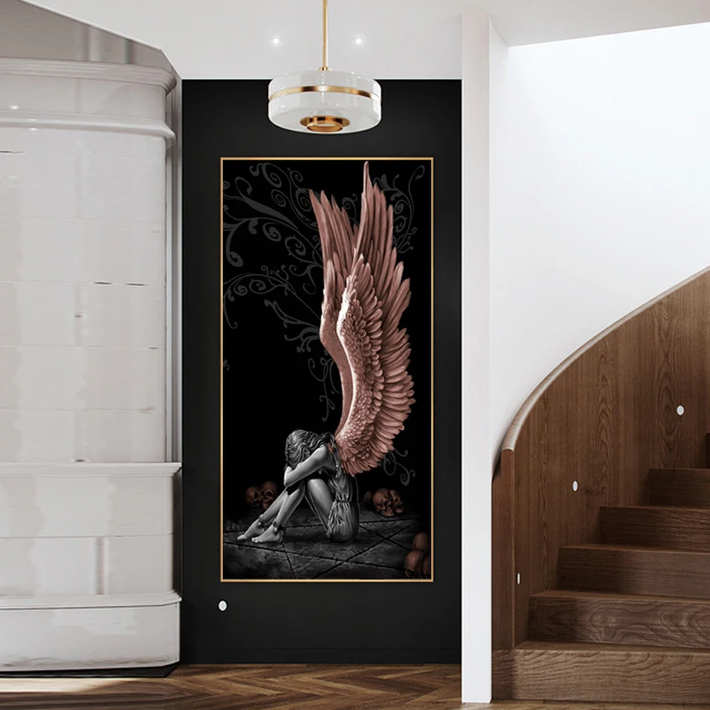 Ангелы и демоны крылья девушка холст картина на стену плакаты принты