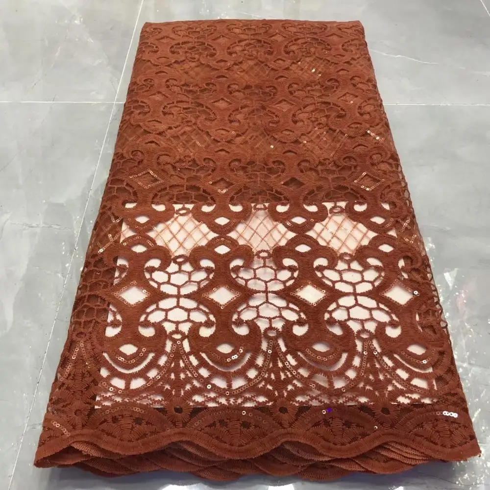 

Newest African Nigerian Guipure Cord Lace Fabric 2020 High Quality Milk Silk Water Soluble Dubai Lace For Wedding Dress Sewing