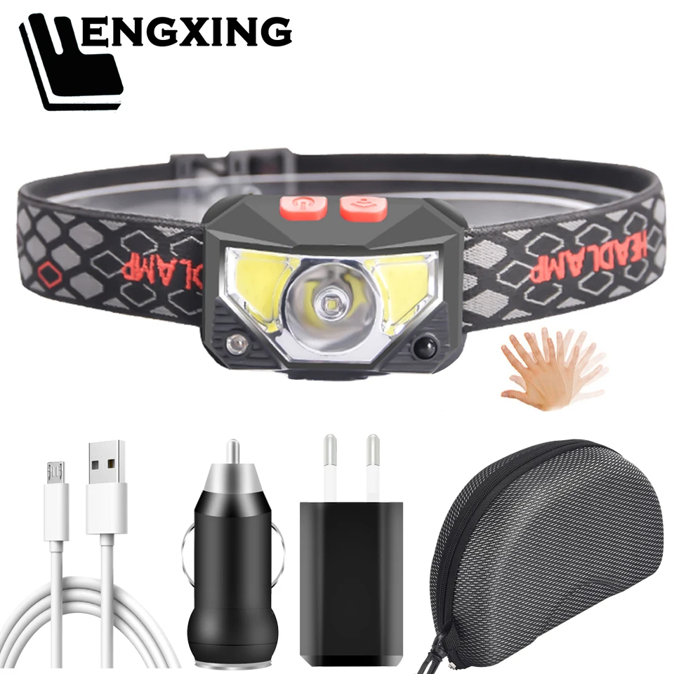 

Waterproof White & Red Color C02 XP-G Q5 Sensor Zoomable Led Headlamp Built in Battery Head Lamp Headlight Bulbs Lights Running