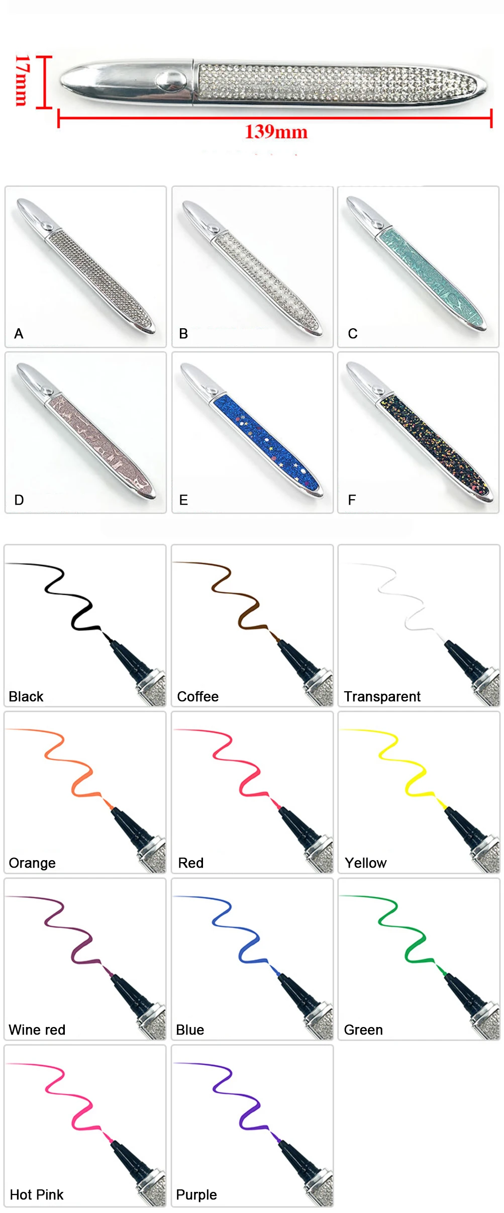 Silver tube self-adhesive eyeliner color watercolor bulk wholesale private customization |