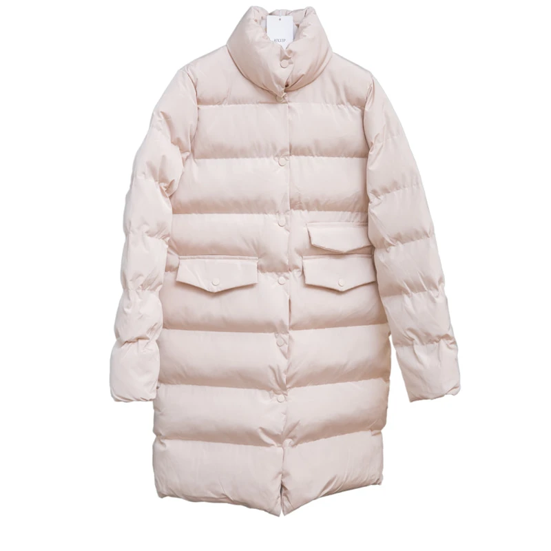 

Thick Down Cotton Jacket Oversize Long Parkas 2020 Winter Long Sleeve Buttons Pockets Female Warm Puffer Jacket Parka Branded