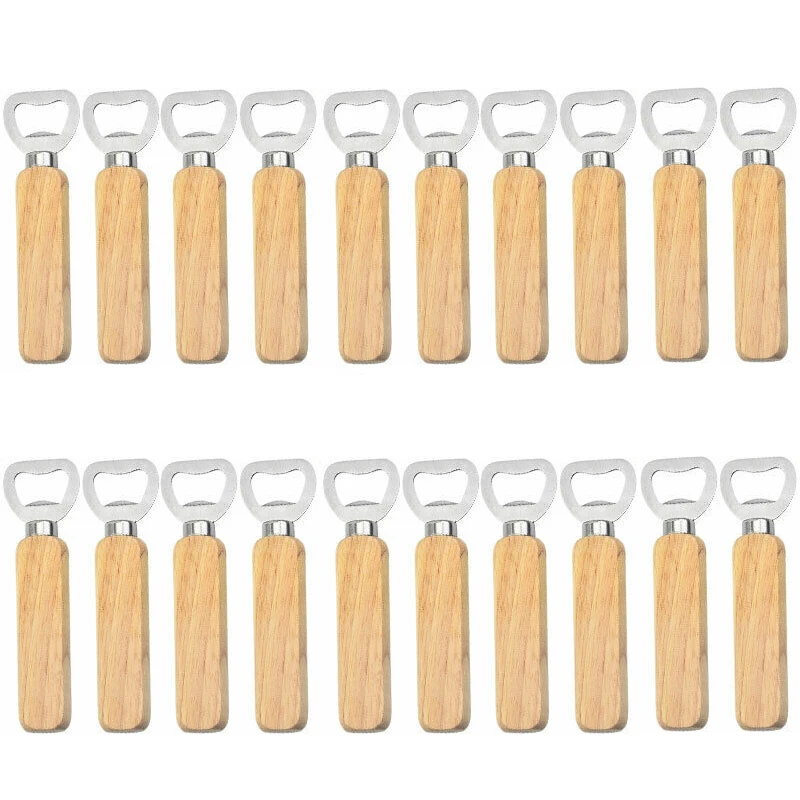 20pcslot wooden bottle opener beer can opener household kitchen gadgets for party wedding beerfest free global shipping