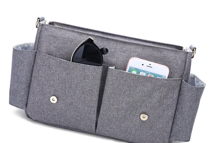 Вместительная сумка для детской коляски серый черный синий цвета модный