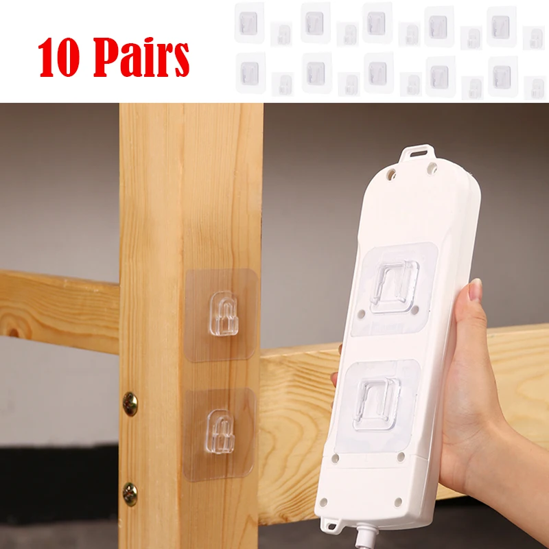 

5/10Pairs Double-Sided Adhesive Wall Hooks Hanger Strong Transparent Suction Cup Sucker Wall Storage Holder For Kitchen Bathroom