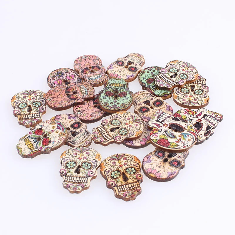 50 шт. Череп 2 деревянные пуговицы для скрапбукинга Рукоделие &quotсделай сам&quot