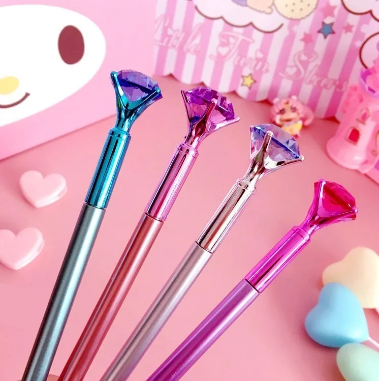 Гелевая ручка Kawaii с большим драгоценным камнем, металлическая гелевая ручка с большим бриллиантом, волшебная ручка, модная, школьная, офисная, нейтральная ручка, студенческие подарки