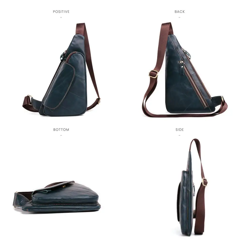 Мужская Дорожная треугольная нагрудная сумка JOGUJOS из натуральной воловьей кожи