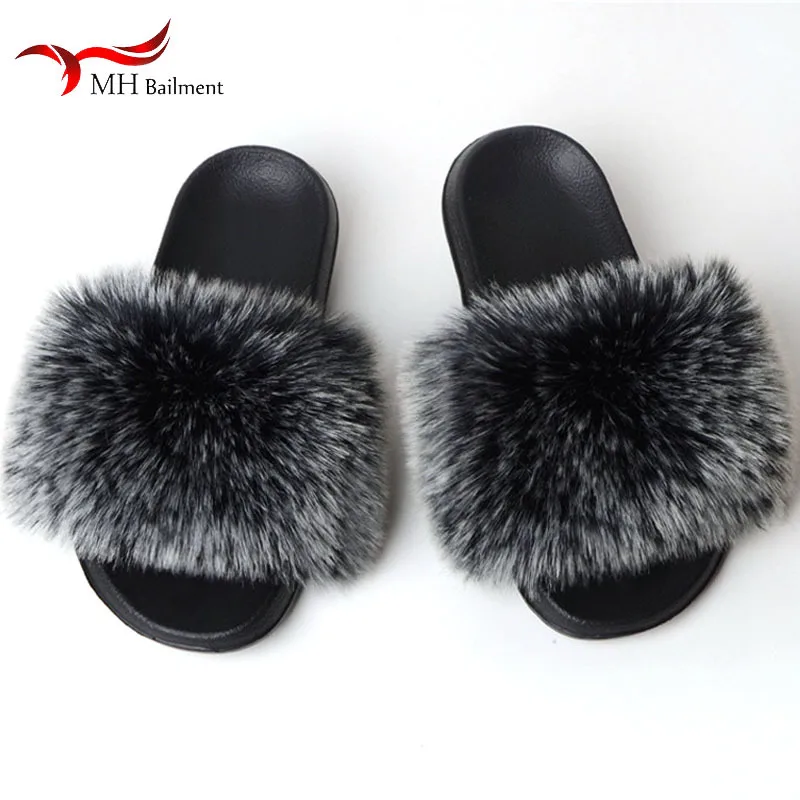 Сланцы женские с мехом искусственный мех шлепанцы Повседневная Уличная обувь