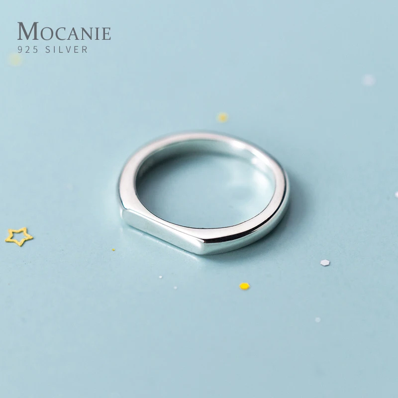 

Mocanie Trendy 925 Sterling Silver Geometric Cut Minimalist Ring for Women Sstackable Ring Korea Style Fine Jewelry Party Gift