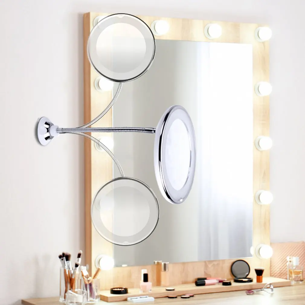 

Dropshipping Flexible LED Mirror Makeup Mirror with Led Light Vanity Mirrors 10X Magnifying Mirrors Light Rotate