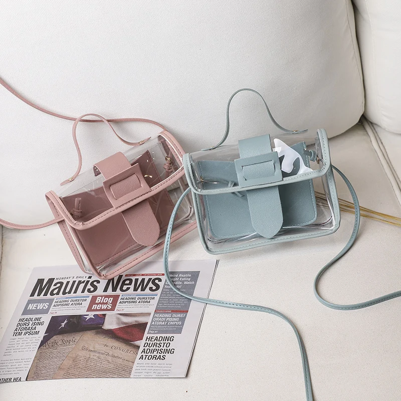 Летняя модная женская прозрачная квадратная сумка через плечо из ПВХ Желейная