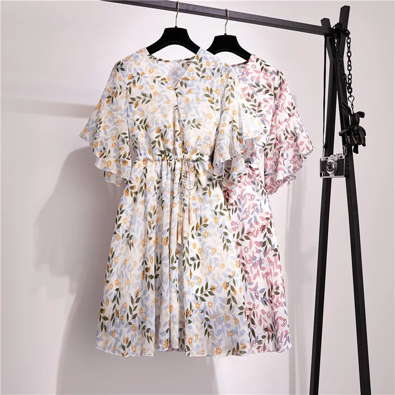 Платье женское шифоновое с запахом пикантное Клубное вечернее цветочным принтом