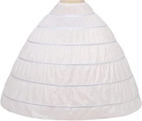 white new fashion womens 6 hoop skirt floor length crinoline petticoat for quinceanera dress