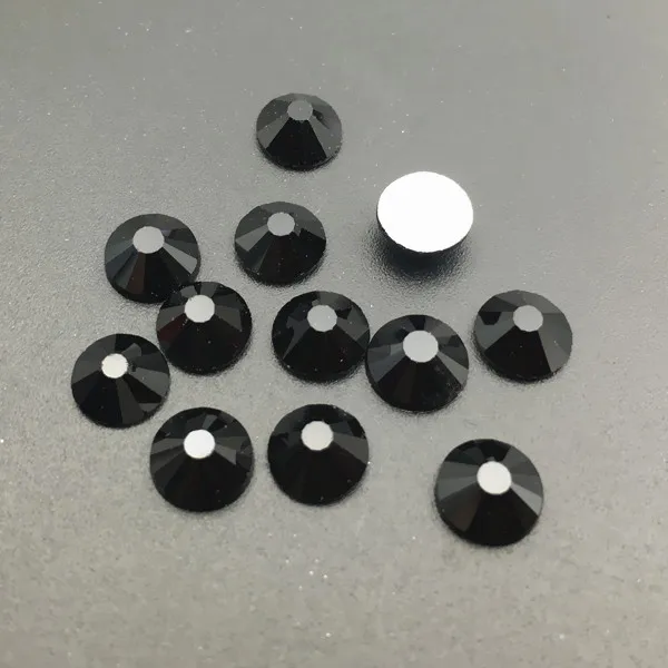 Black Прозрачная Большая упаковка, стразы из розового золота без горячей фиксации с плоской задней частью, стеклянные блестящие стразы, 3D Стразы для дизайна ногтей, камни для ногтей, сумки для обуви - Цвет: Black
