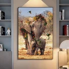 Картины на холсте с абстрактным изображением матери и ребенка, слон, художественные плакаты и принты, настенные картины для декора гостиной (без рамки)