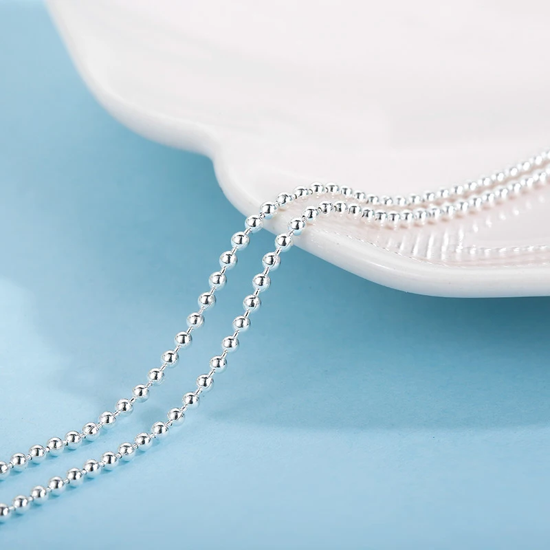 Pearl chain SA SILVERAGE S925 Серебряное ожерелье 16/18 дюймов S925 аксессуары из серебра высшей пробы цепи соответствующие - Цвет камня: Pearl chain