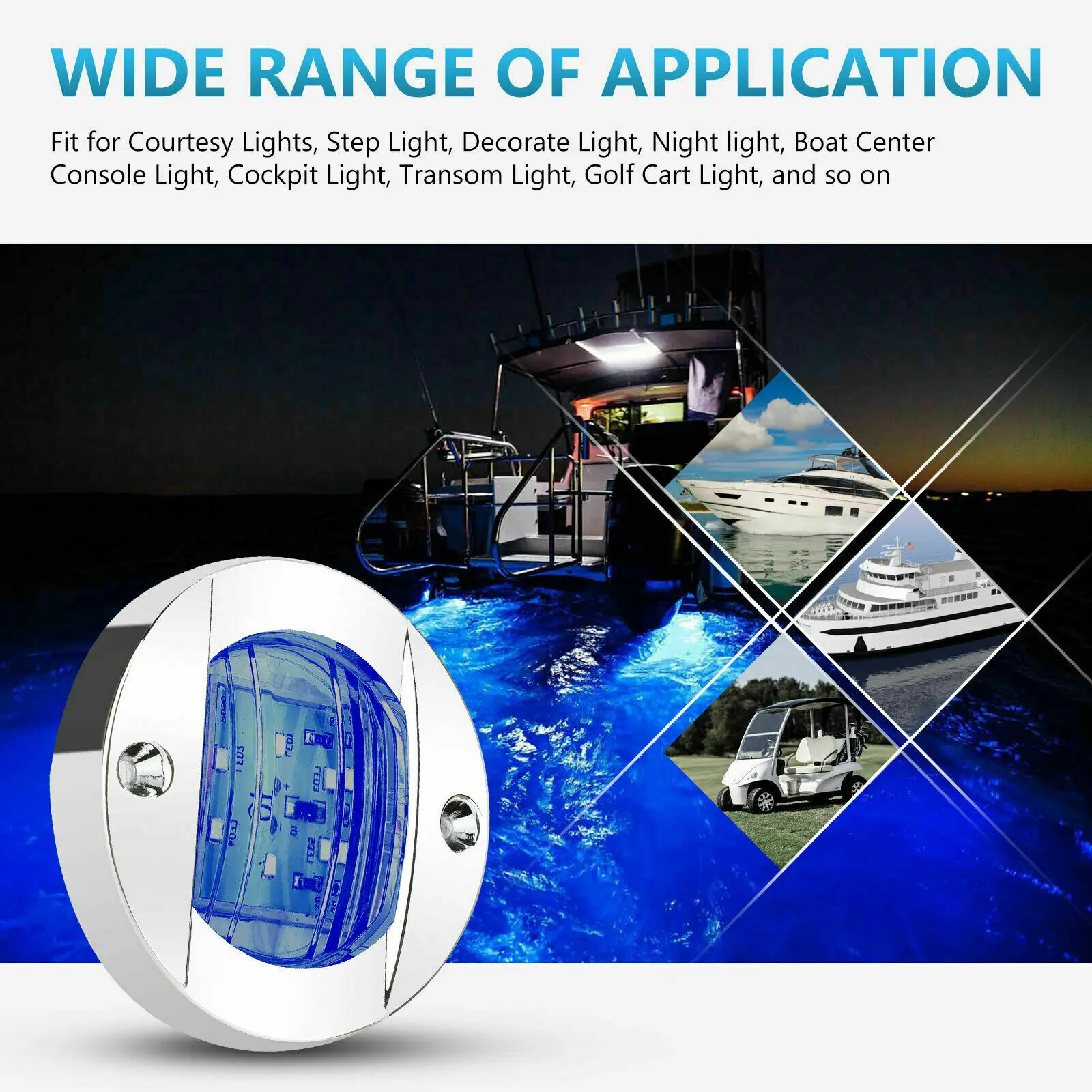 

Blue Lights Light Stern Boat Waterproof 8500K Accessories Cabin Courtesy