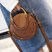 round circular fashion handbag for women ladies designer luxury crossbody bag vintage retro shoulder sling bags solid purse new