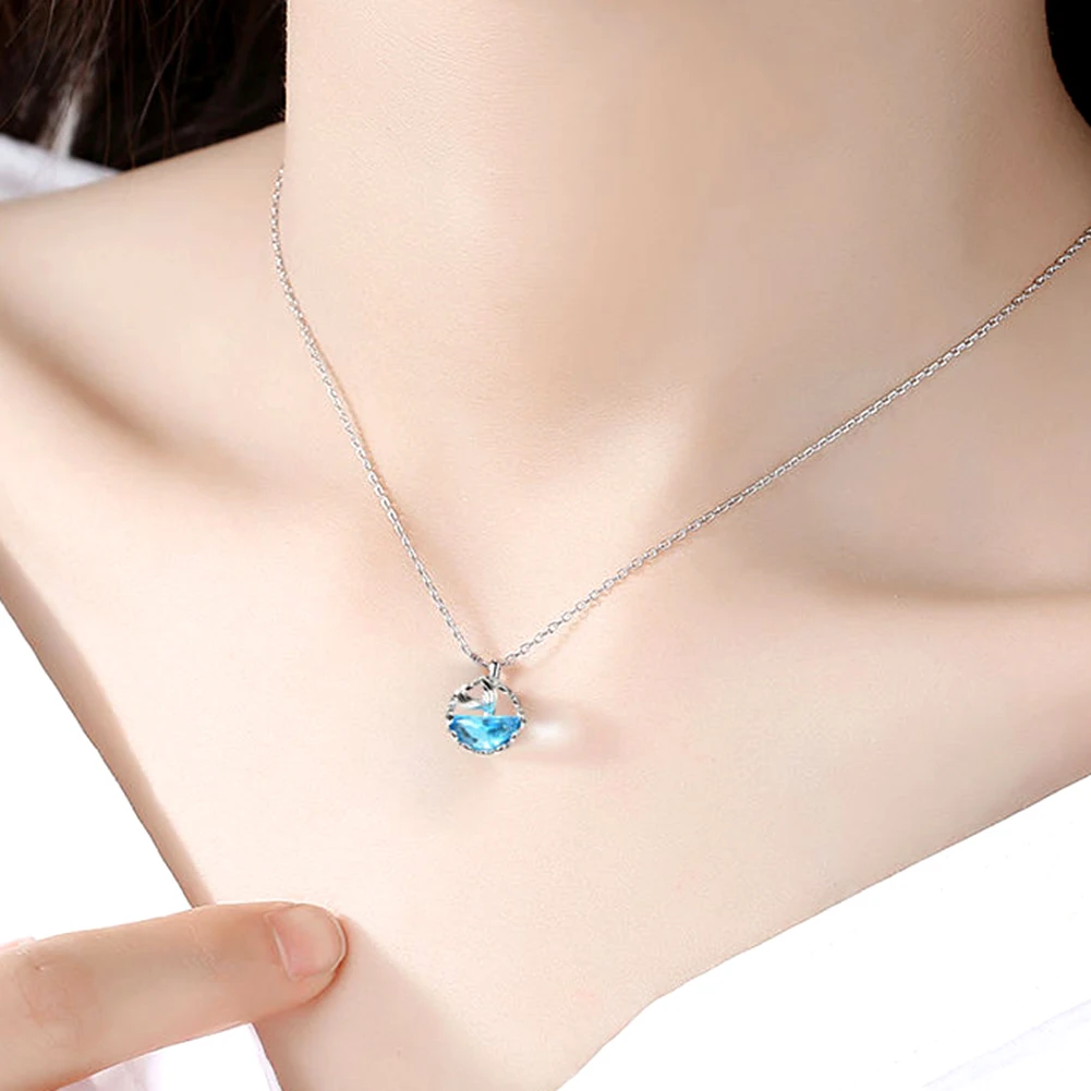 Женский Искусственный кристалл полые подвеска рыбий хвост ключица цепь ожерелье