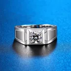 Мужское классическое кольцо Муассанит с отличной огранкой, кольцо с муассанитом 1 карат, оригинальное ювелирное изделие для помолвки, мужское кольцо
