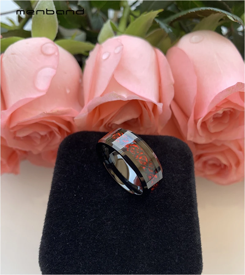 Мужские и женские обручальные кольца черное вольфрамовое кольцо с красным