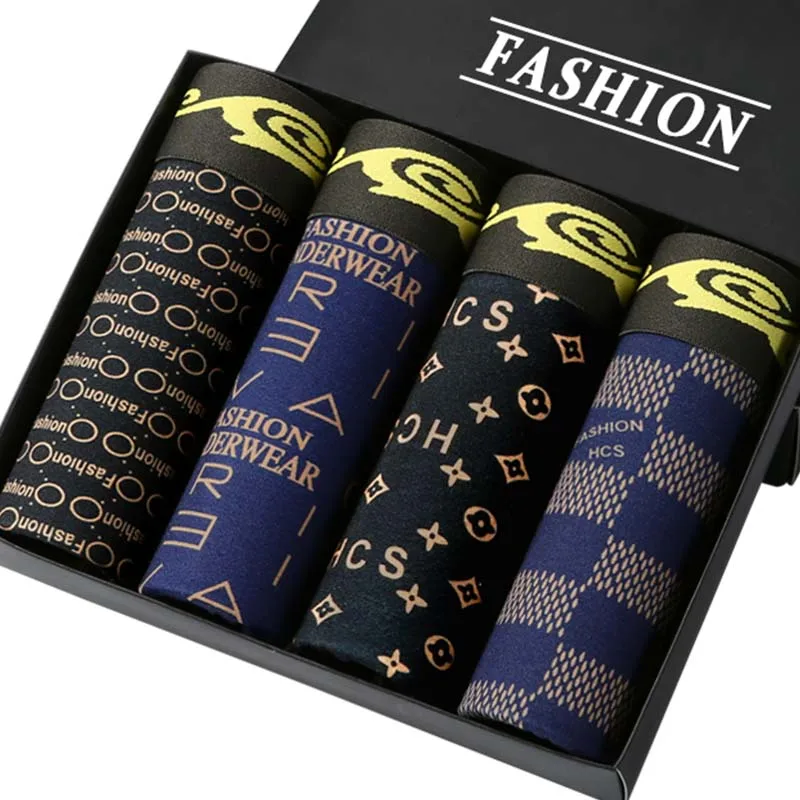 

4Pcs/Lot New Men's Cotton Underwear Seamless Boxer Shorts Mid-Waist Rlastic Comfortable and breathable Man underwear