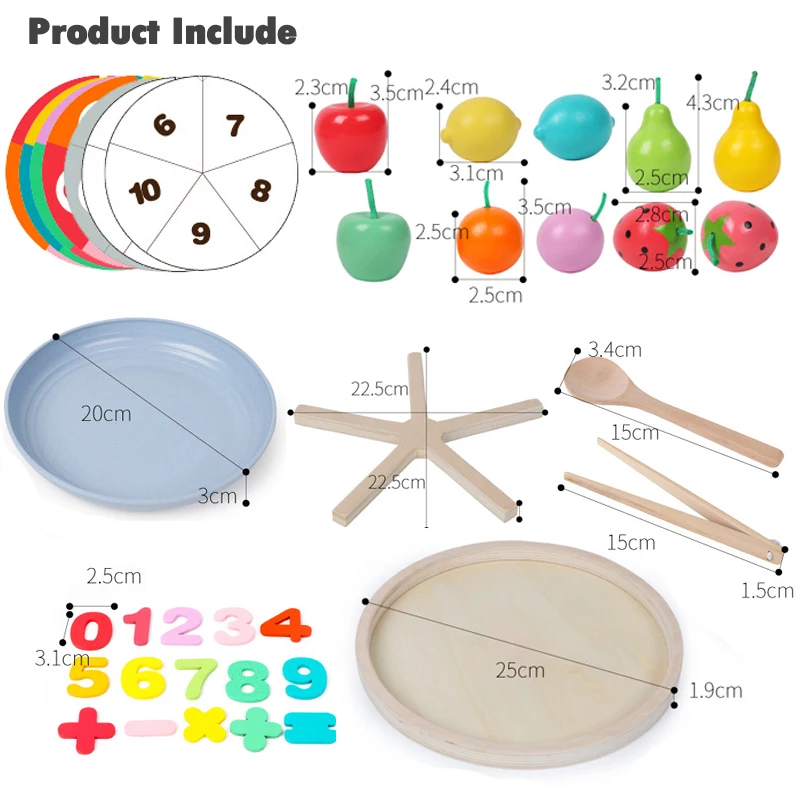 

Kid's Education Rainbow Blocks Simulation Fruit Classification Toys Learning Color Math Pretend Play Clip Fruits Toys