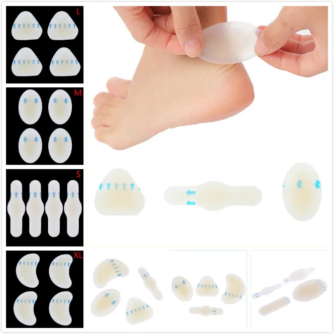 

4pcs 12Styles Silicone Gel Pedicure Patch Soft Heel Sticker Anti-wearing Heel Sticker Adhesive Hydrocolloid Gel Blister Plaster