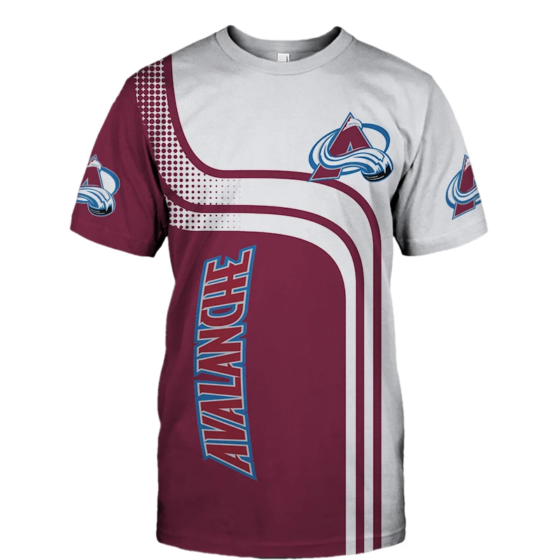

Summer Casual Tops Colorado Men's Fashion White Red Stitching Blue River Print Avalanche T-shirts