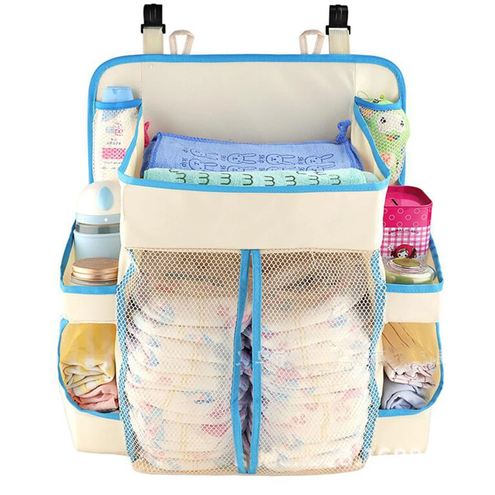 Portable Baby Bed Bumper Hanging Storage Bag Nappy Bedside Organizer Infant Crib Bedding Set Waterproof Toy Diapers Pocket | Мать и