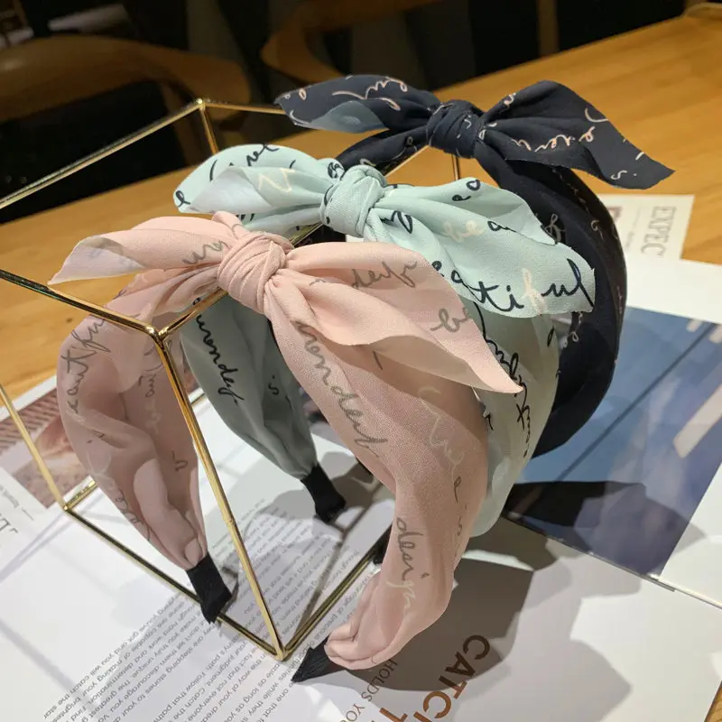 

Oaoleer Korean Cloth Floral Hairband Women's Knot Big Bow Headband Girls bow Hair Bands wide Hairband hoop hair Accessories