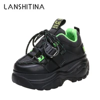 women platform sneakers lace up autumn dad sports shoes high top chunky casual shoes woman thick bottom flats ladies creeper 7cm