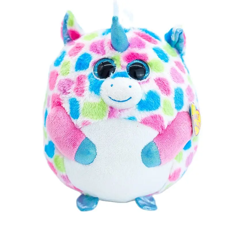 25CM Ty Beanie Big Sparkling Eye The Round Unicorn Ball Colored Tiger Tortoise Cute Animal Soft Stuffed Plush Doll Birthday Gift