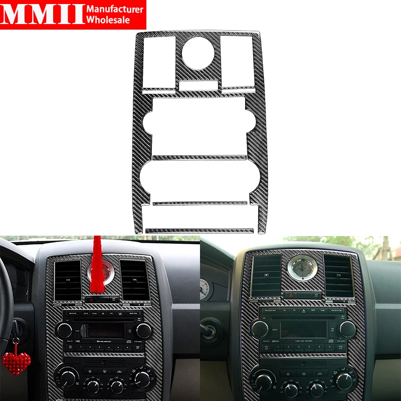For Chrysler 300 300C 2005 2006 2007 Carbon Fiber Car Center Control Set CD Panel Decorative Sticker Trim Cover Car Accessories