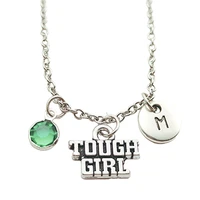 tough girl necklace birthstone creative initial letter monogram fashion jewelry women christmas gifts accessories pendants