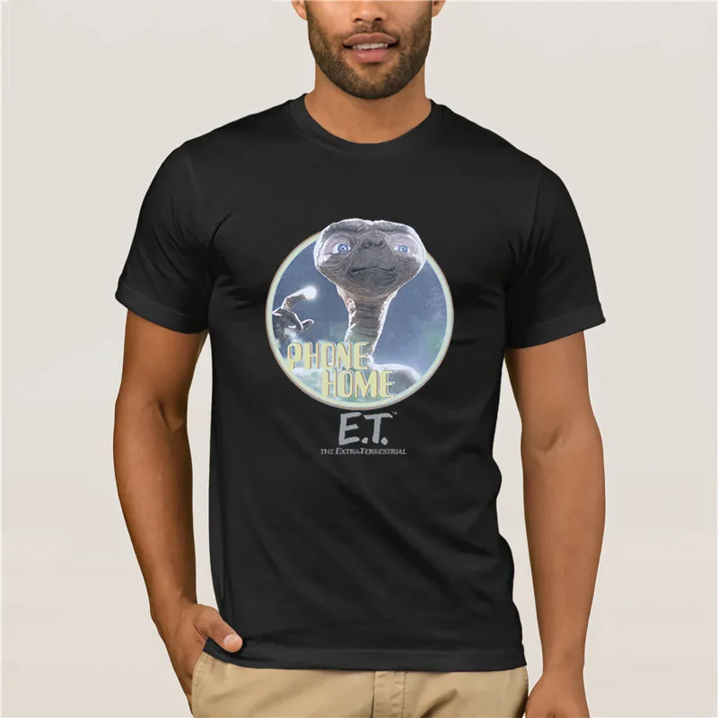 

Men's Cool Short-Sleeve T-Shirt Light Blue Phone Home ET Shirt New Summer Men's Casual Print Fashion T-shirt