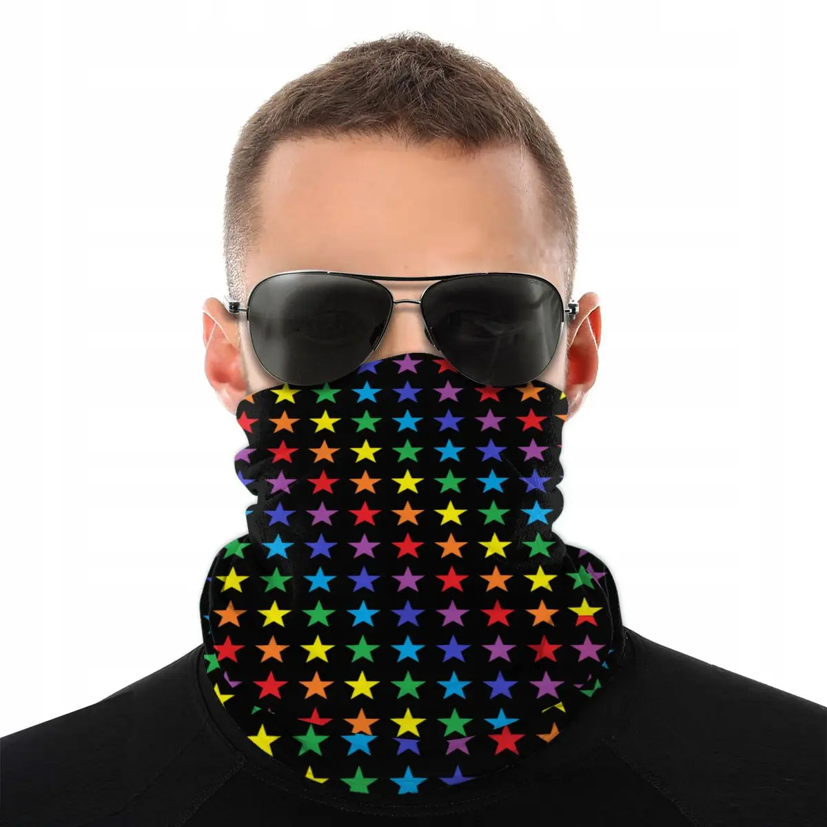 

Rainbow Stars Scarves Half Face Mask Unisex Halloween Neck Warmer Balaclava Bandana Dustproof Headwear Biking Hiking