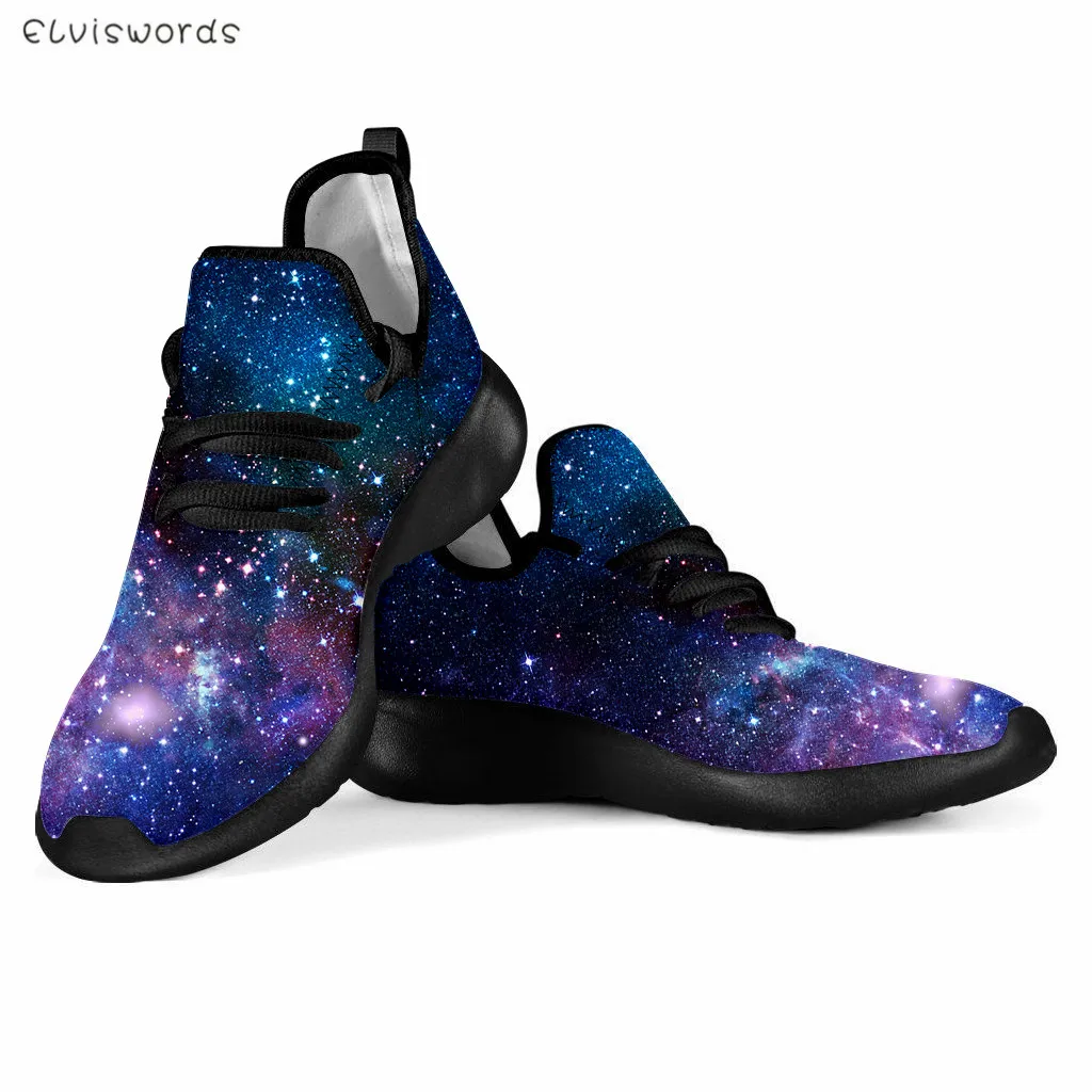 

Кроссовки ELVISWORDS женские с 3D галактическим рисунком, плоская подошва, вязаные, удобная прогулочная обувь, весна-лето
