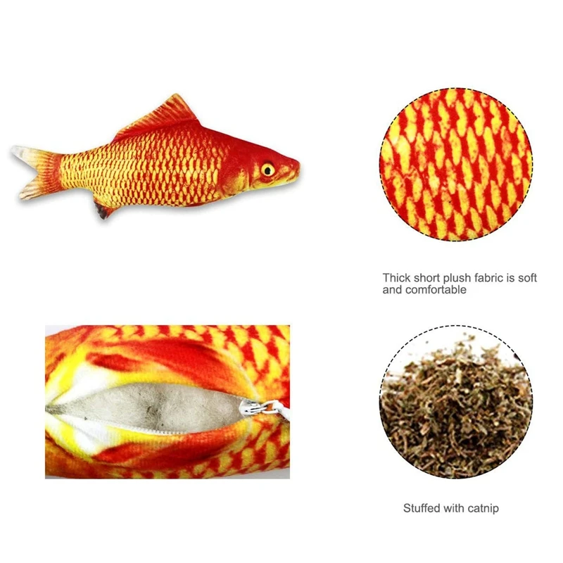 

3PCS 30cm Catnip Fish Toys for Cat and 2 Packs Catnip Cat Toys with Zipper Teeth Cleaning, Interactive Plush Cat Toys