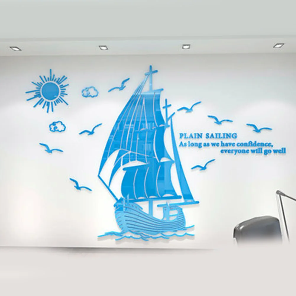 Гладкая Парусная Акриловая картина 3D стерео Наклейка на стену вдохновляющая