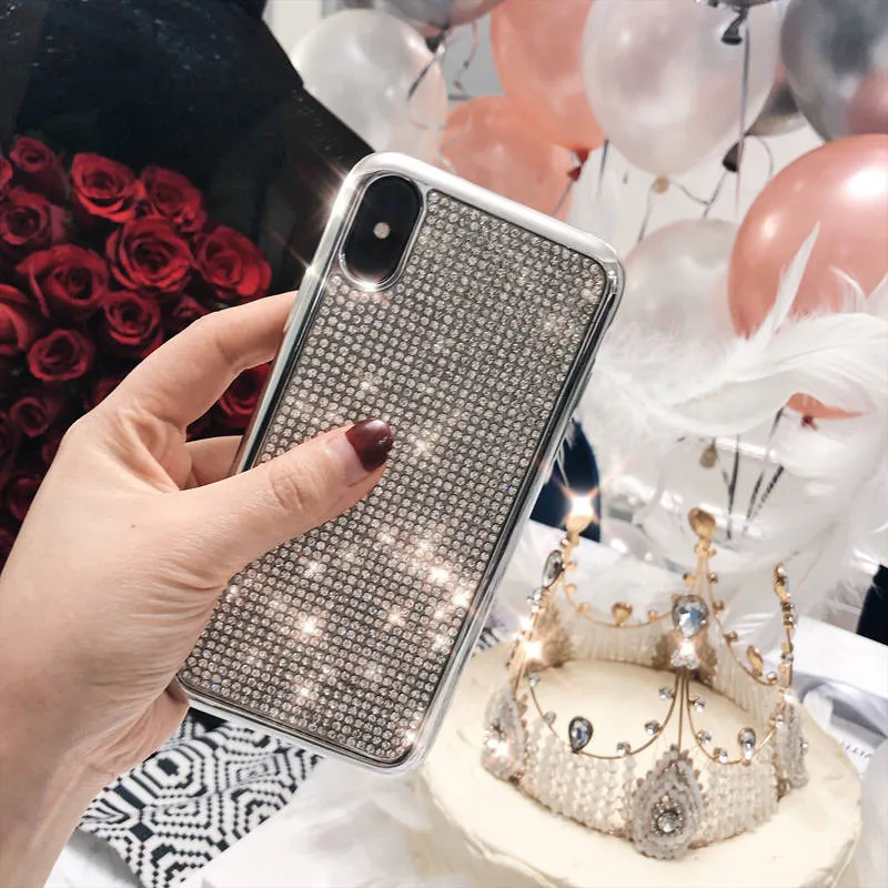 Роскошный Алмазный Блестящий Мягкий чехол для телефона samsung Galaxy S8 S9 S10 plus lite S10E Серебристая Алмазная текстура задняя крышка для S10