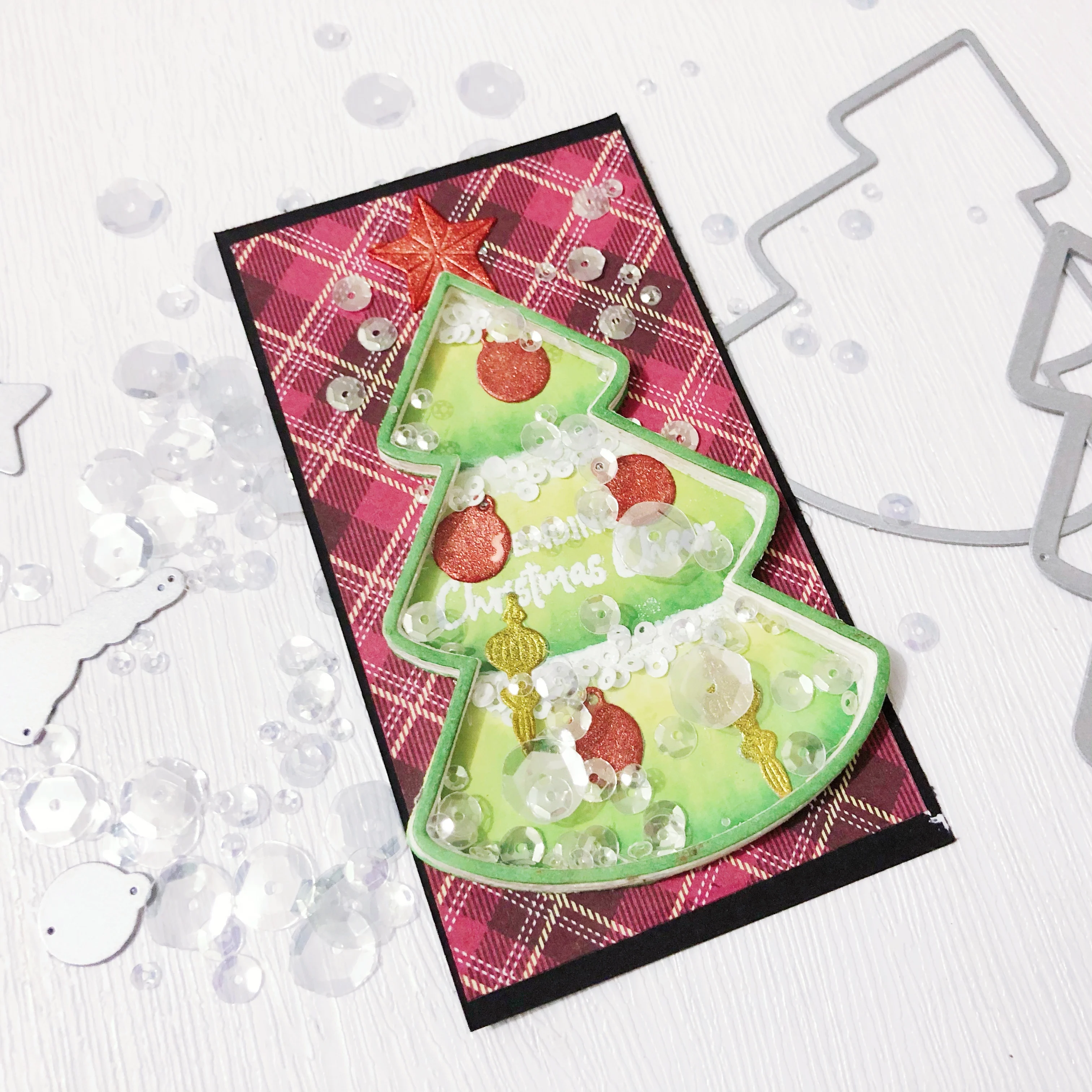 Счастливого Рождества елка коктейль карты металлические штампы и трафарет