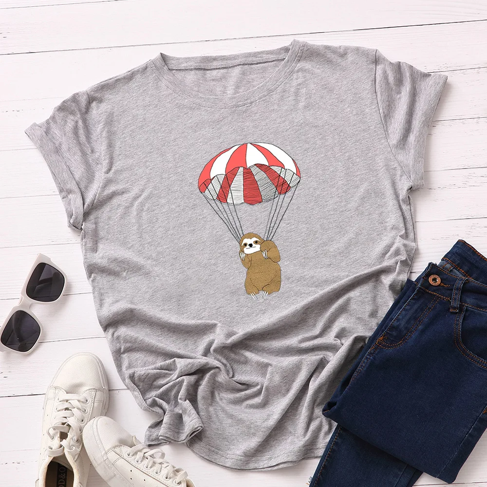 

Hot Air Balloon Print Tshirt Woman Plus Size Women Cotton Tee Short Sleeve Summer Female T-shirt Tops Casual Tshirt