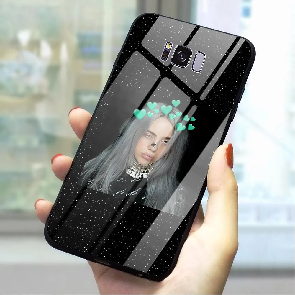 K1027310 Billie Eilish закаленное Стекло чехол для телефона для samsung S7 чехол Galaxy A70 A60 M40 A50 A40 A20 A30 A10 S7 край S8 S9 плюс S10 - Цвет: K1027310