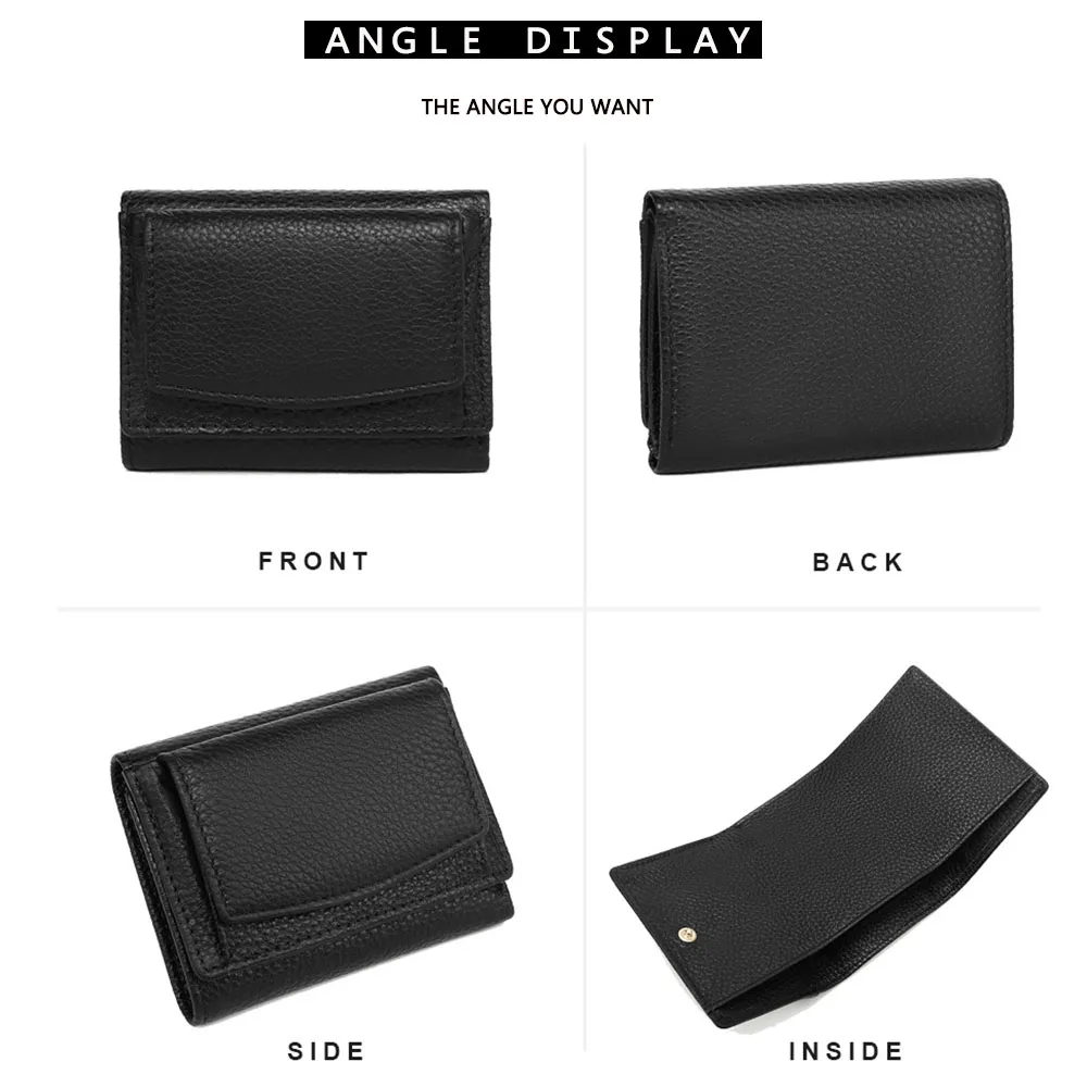 Leather Women Wallet Short 2022 New Hot-selling Mini First Layer Cowhide Coin Purse Rfid Small Card Bag